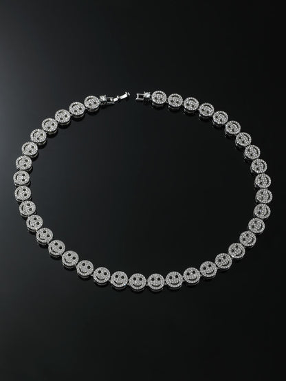 Expressive Sparkle: Men's Rhinestone Expression Decor Necklace - Make a Statement