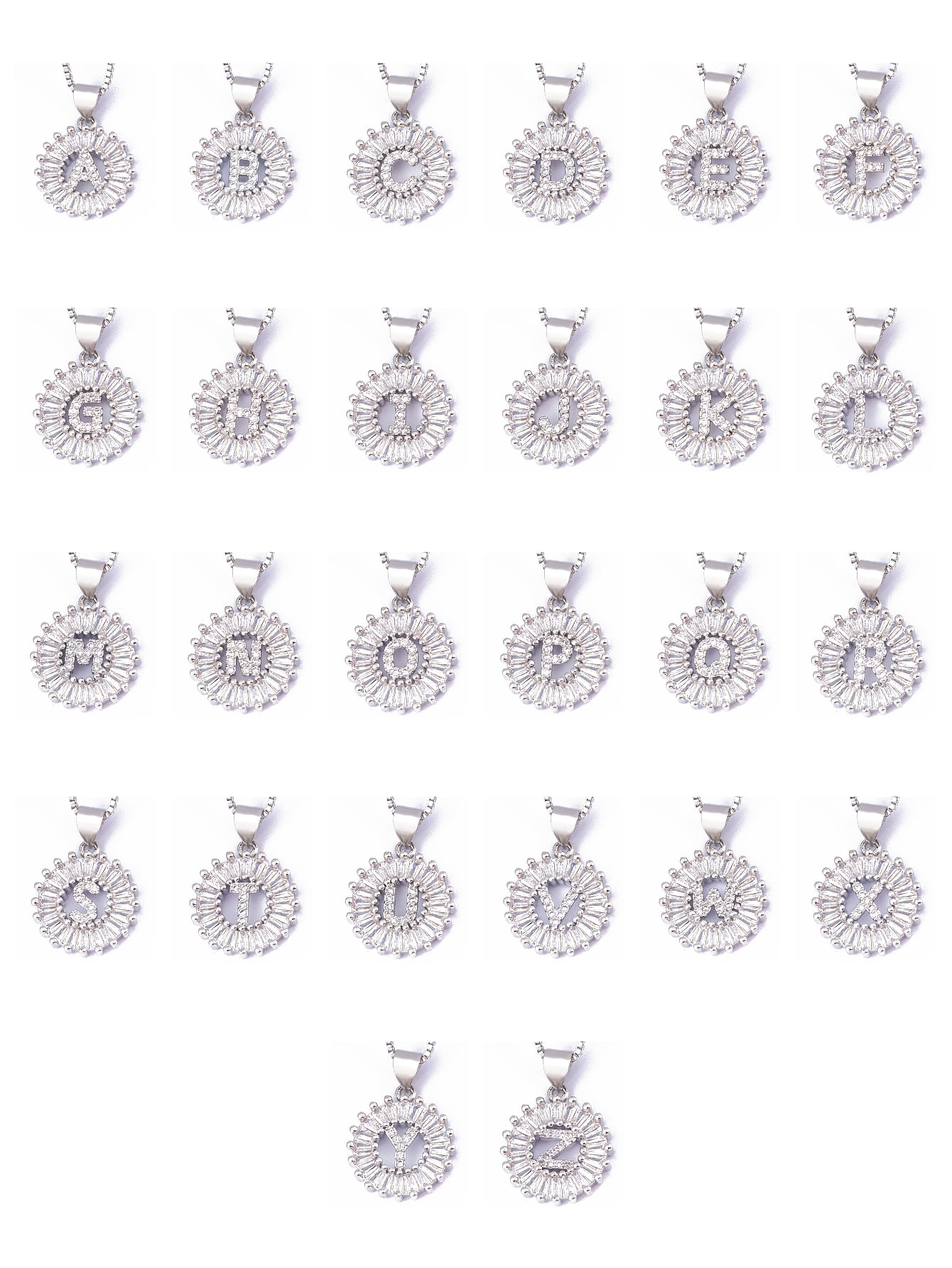 Personalize Your Style - A Cubic Zirconia Round Charm Necklace with Letter Detail