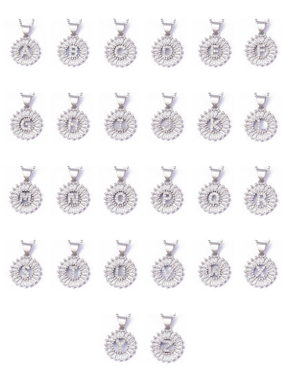 Personalize Your Style - A Cubic Zirconia Round Charm Necklace with Letter Detail