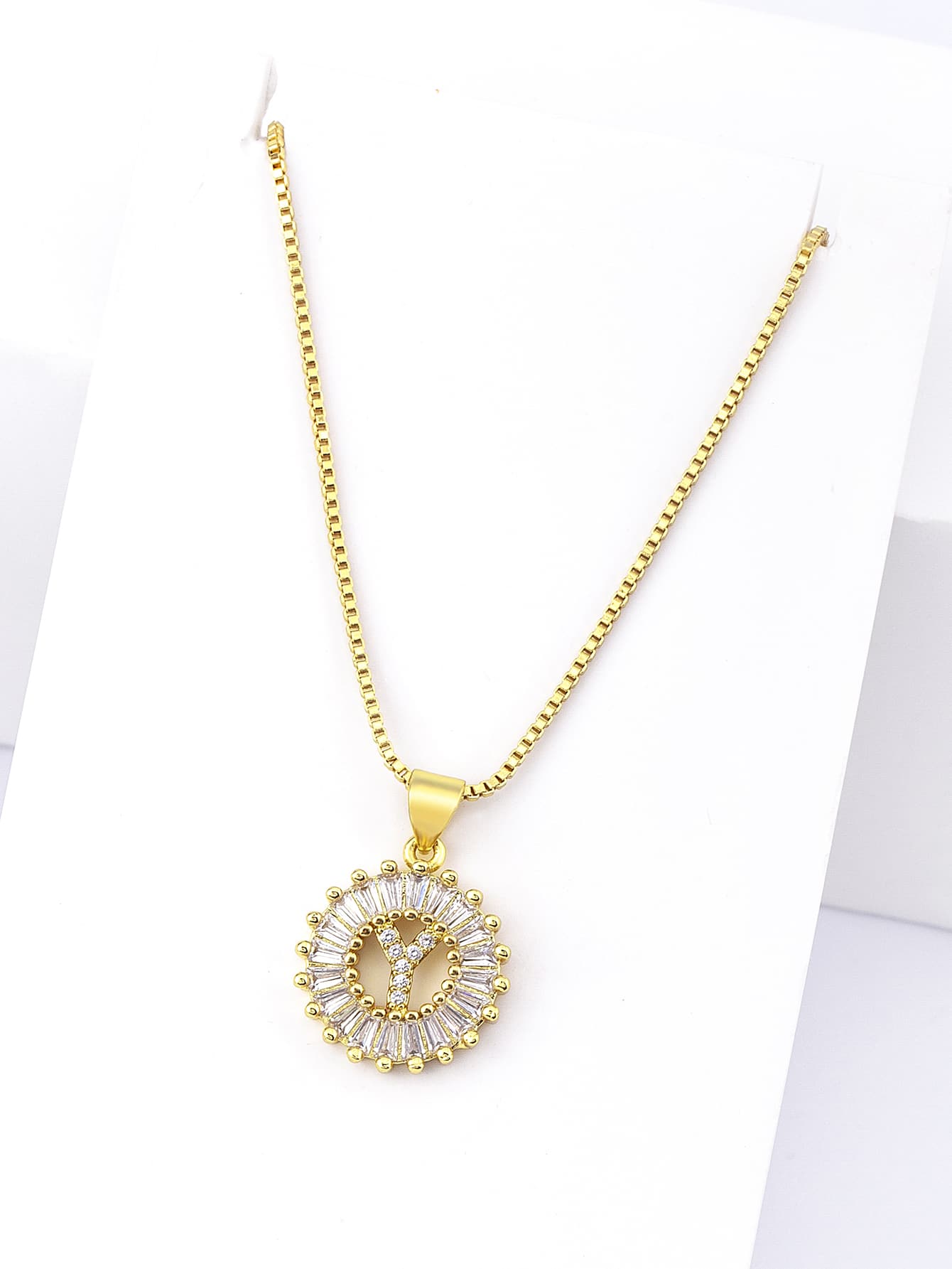 Personalize Your Style - A Cubic Zirconia Round Charm Necklace with Letter Detail