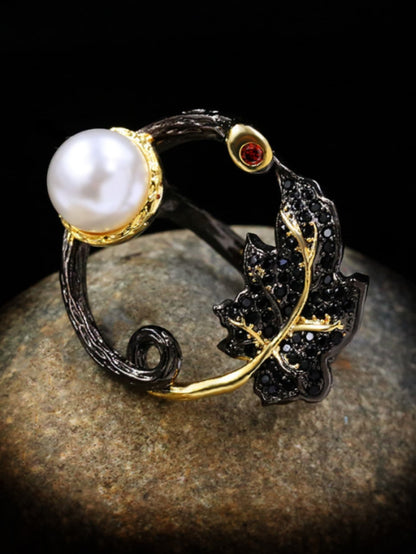 Enchanted Leaf Cultured Pearl Ring