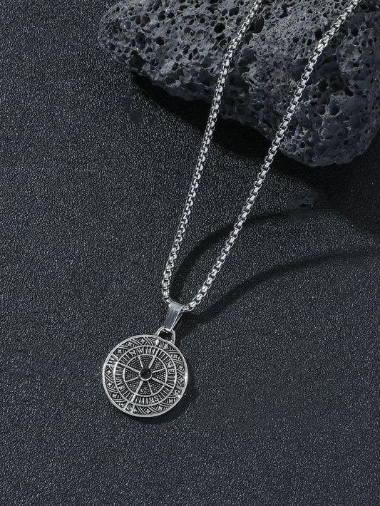 Guided by Adventure: Men's Compass Pendant Necklace - Punk Hip Pop Style