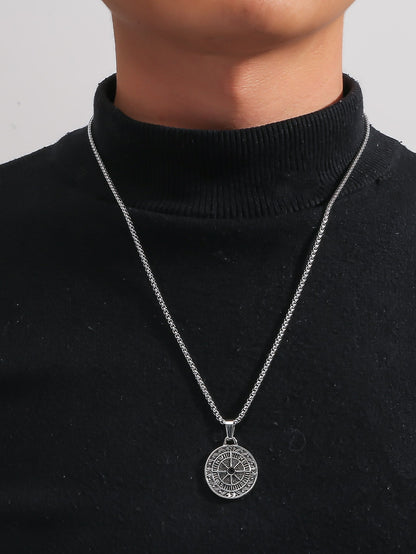 Guided by Adventure: Men's Compass Pendant Necklace - Punk Hip Pop Style