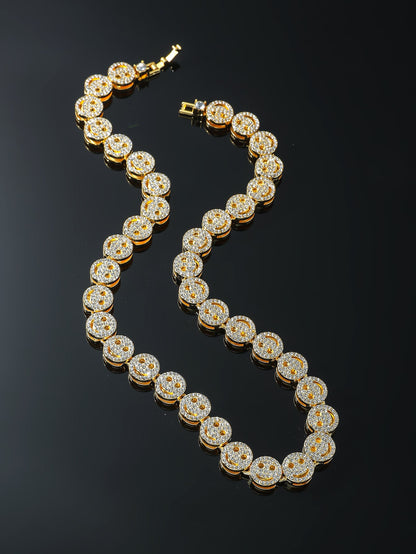 Expressive Sparkle: Men's Rhinestone Expression Decor Necklace - Make a Statement