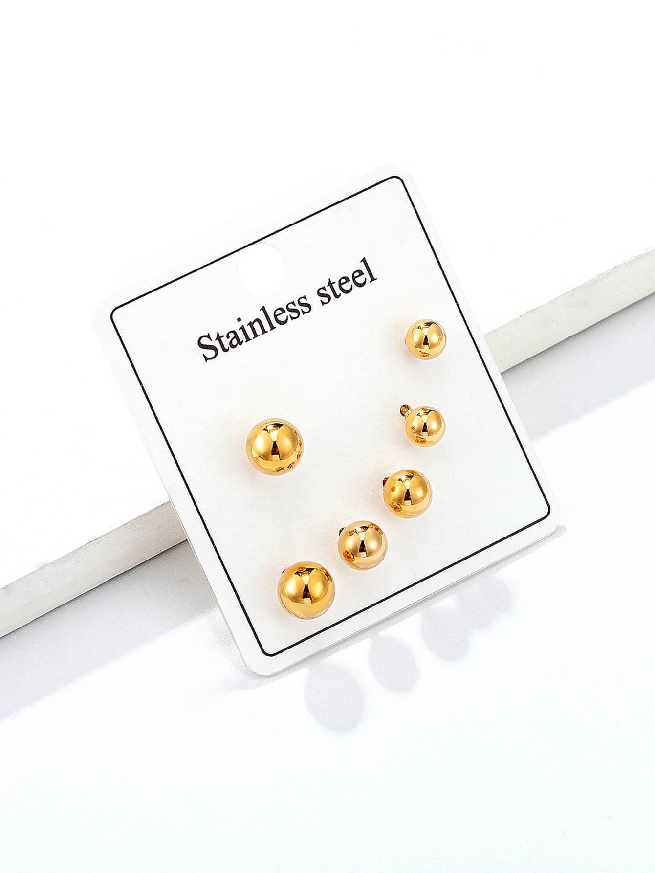 Minimalist Chic - 3 Pairs of Ball Stud Earrings for Versatile Fashion"