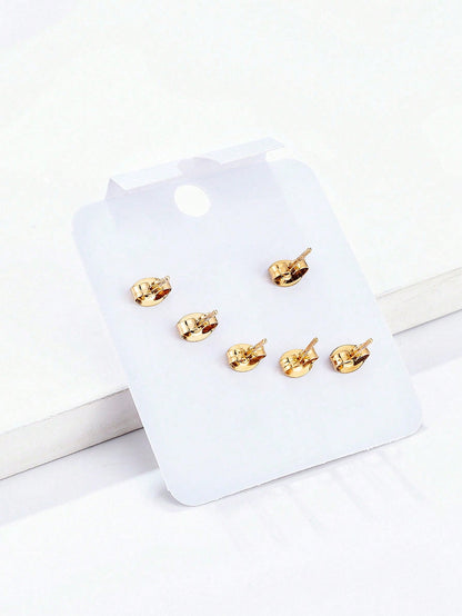 Minimalist Chic - 3 Pairs of Ball Stud Earrings for Versatile Fashion"