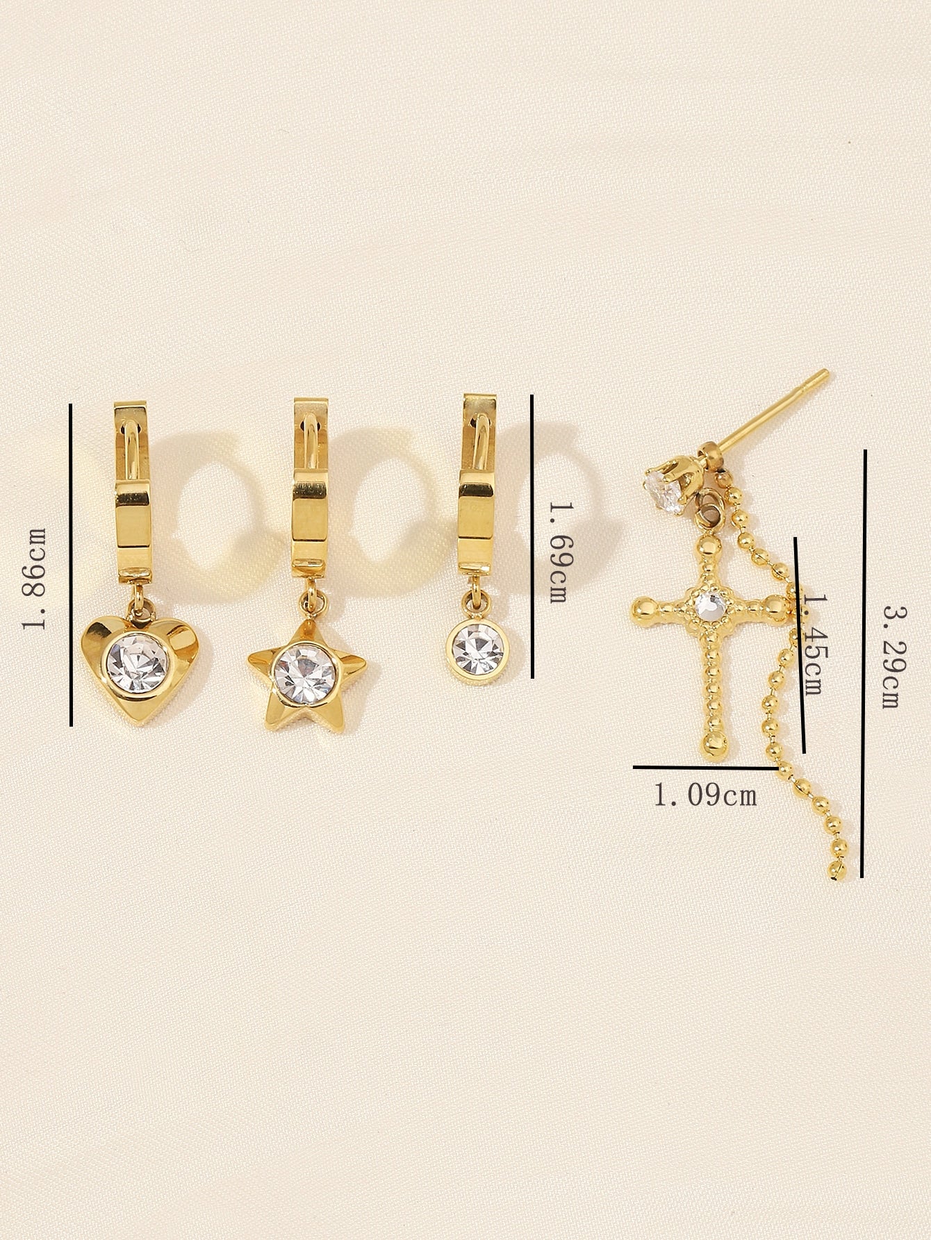 Starry Nights" 4-Piece Rhinestone Star Drop Earring Set