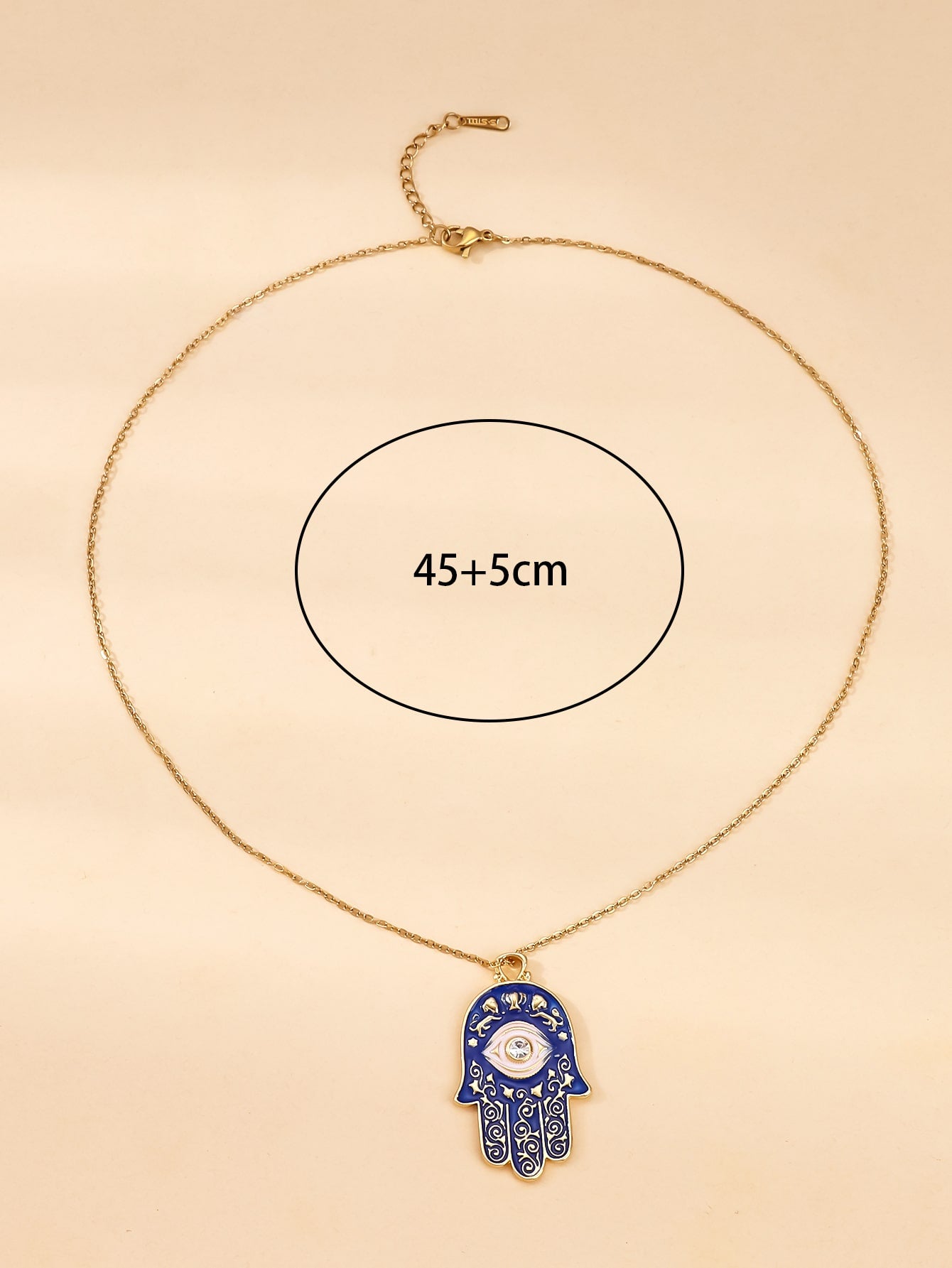 Radiant Hamsa Necklace with Rhinestone Eye