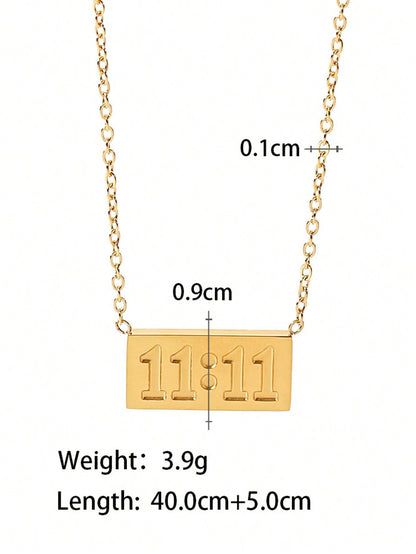 Elegant Time Detail Rectangle Charm Necklace"