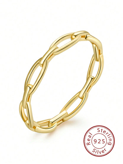 Elegance in Motion: Chain Design Silver Ring - Timeless Grace