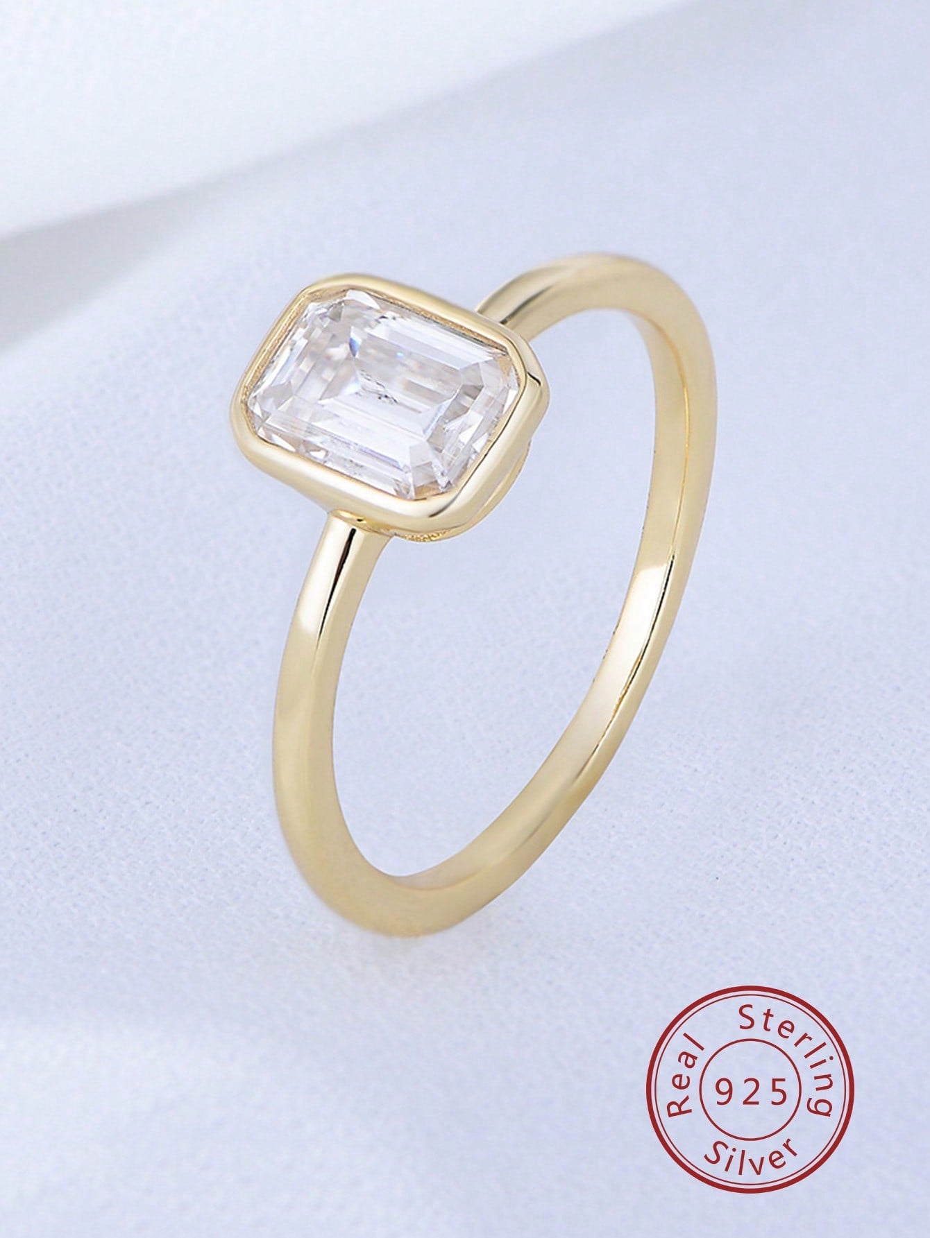 Radiant Reflections: Square Diamond Cubic Zirconia Silver Ring - Fashionably Versatile