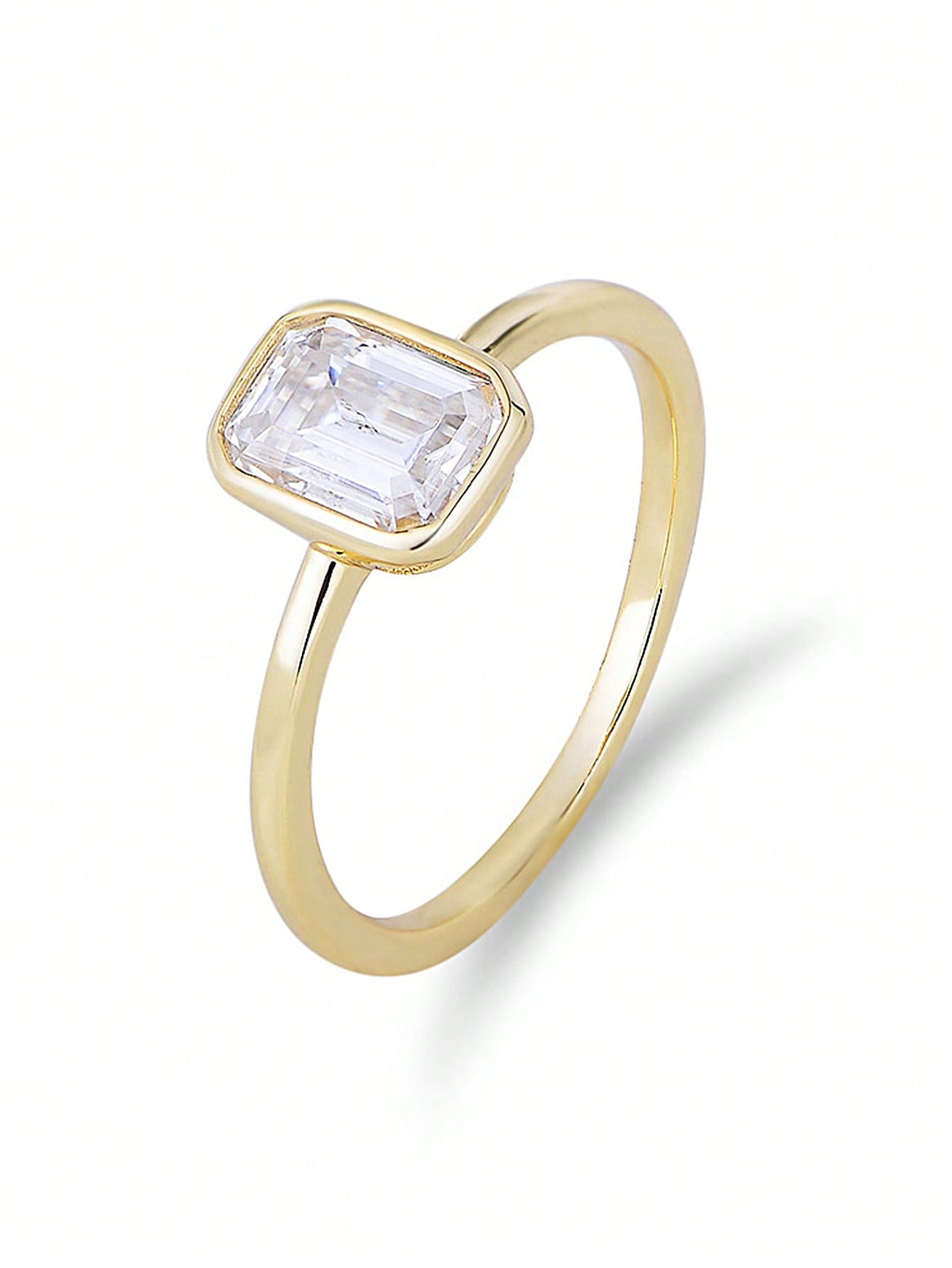 Radiant Reflections: Square Diamond Cubic Zirconia Silver Ring - Fashionably Versatile