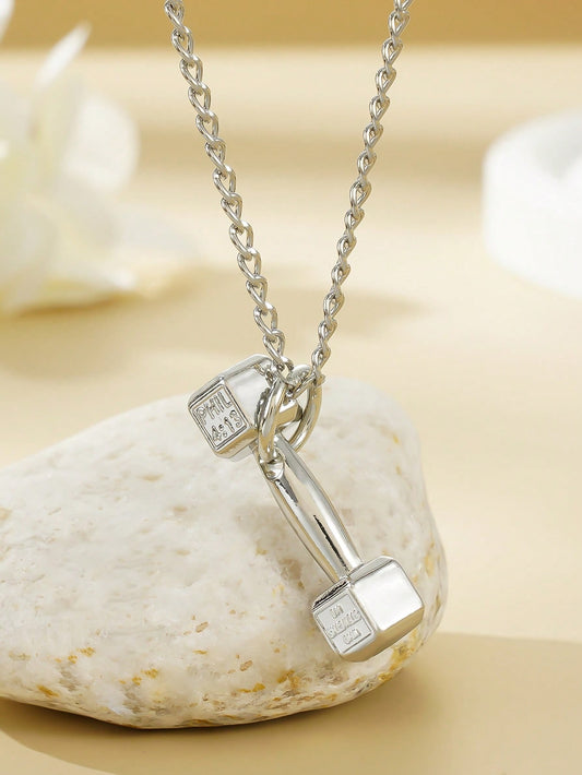 Strength and Style: Men's Fashionable Dumbbell Charm Necklace - Embrace Your Fitness Journey