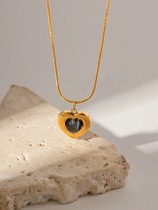 Opal Heart Pendant Necklace