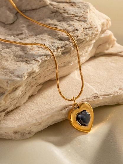 Opal Heart Pendant Necklace
