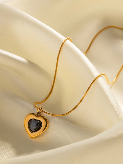 Opal Heart Pendant Necklace