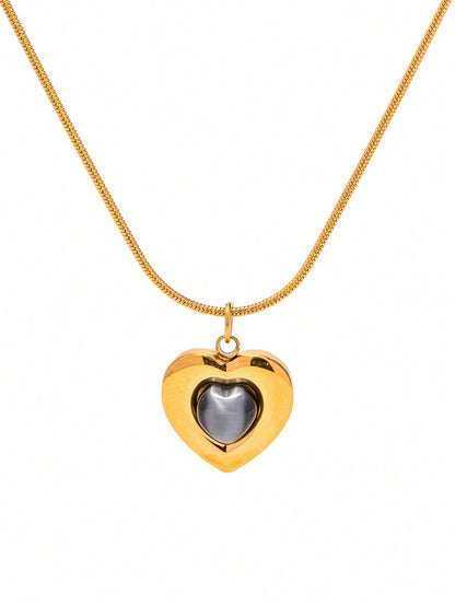 Opal Heart Pendant Necklace
