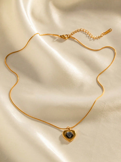 Opal Heart Pendant Necklace