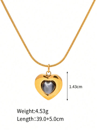 Opal Heart Pendant Necklace