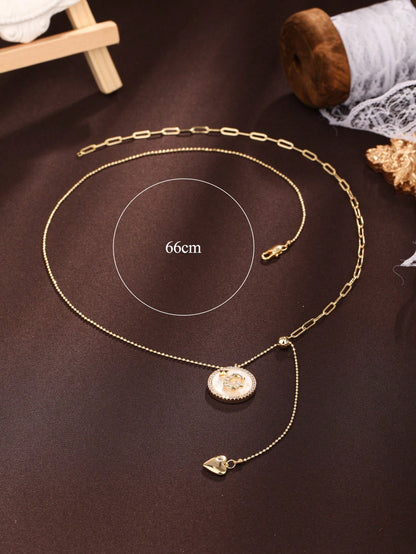 Celestial Whispers: Moon Detail Shell Decor Pendant Necklace - Daily Delight