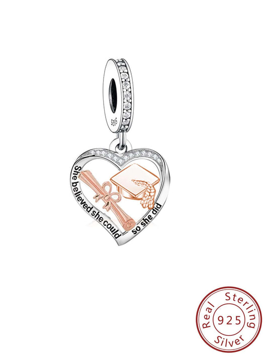 Charming Silver Heart DIY Pendant for Graduation and Jewelry Making