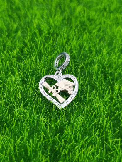 Charming Silver Heart DIY Pendant for Graduation and Jewelry Making