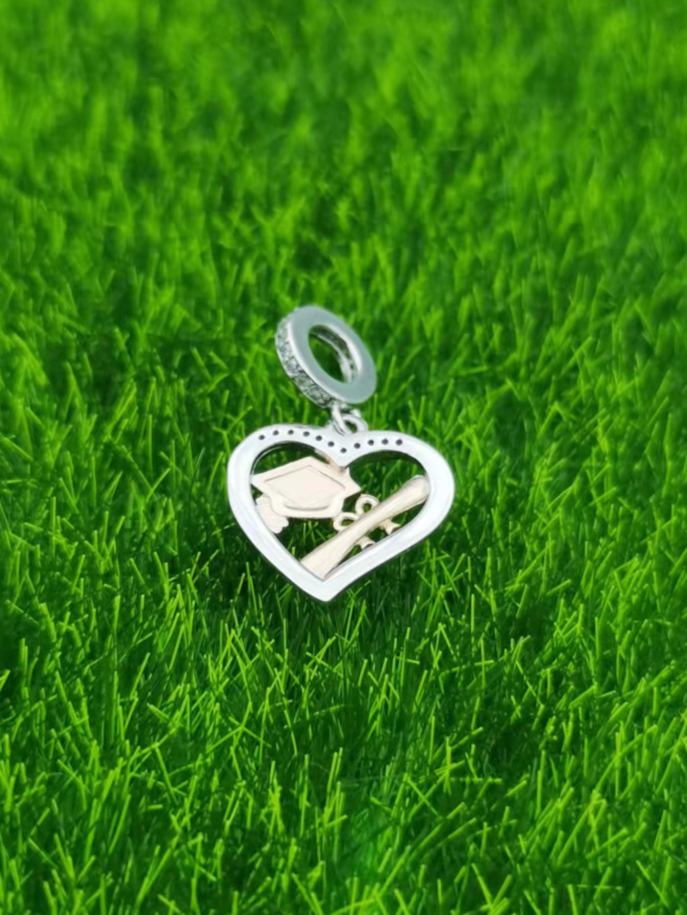 Charming Silver Heart DIY Pendant for Graduation and Jewelry Making