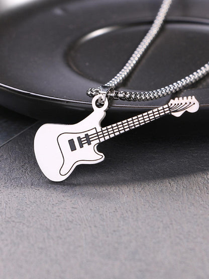 Melodic Harmony: Men's Stainless Steel Musical Instrument Pendant Necklace - Express Your Musical Passion