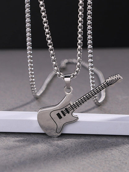 Melodic Harmony: Men's Stainless Steel Musical Instrument Pendant Necklace - Express Your Musical Passion