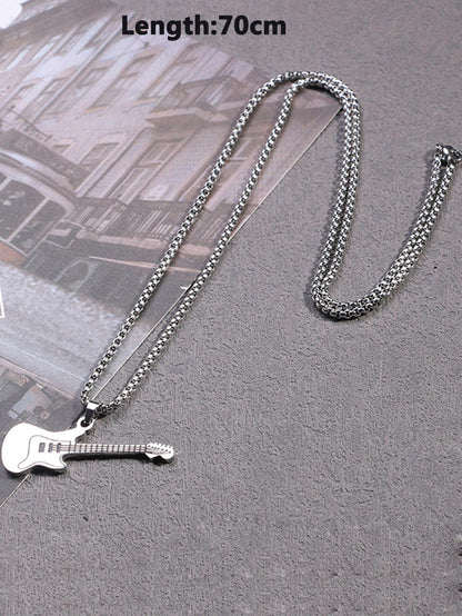 Melodic Harmony: Men's Stainless Steel Musical Instrument Pendant Necklace - Express Your Musical Passion