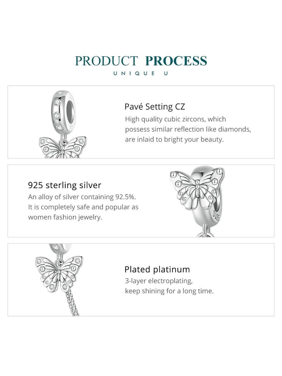 Silver Sparkling Butterfly DIY Jewelry Accessory - Add Elegance to Your Creations