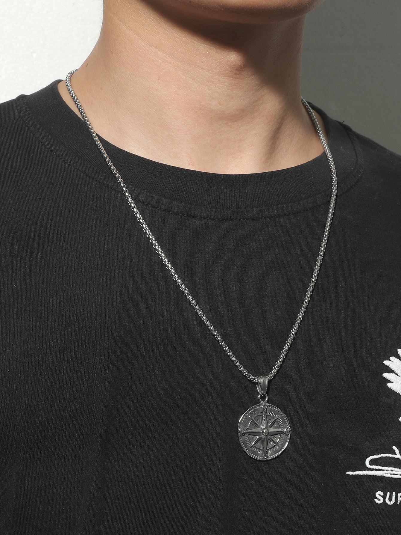 Guided by Adventure: Men's Compass Pendant Necklace - Punk Hip Pop Style