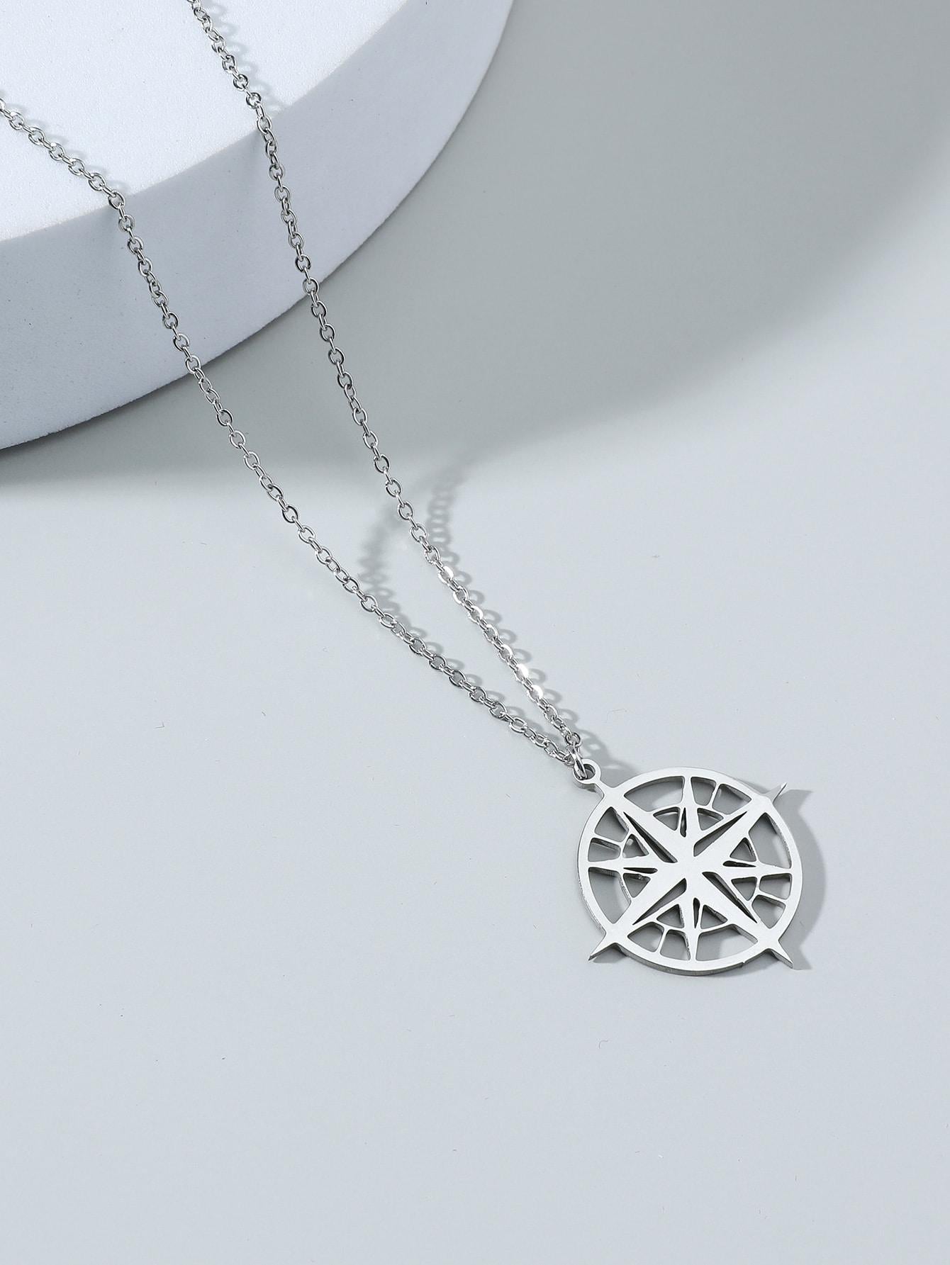 Guided by Adventure: Men's Compass Pendant Necklace - Punk Hip Pop Style