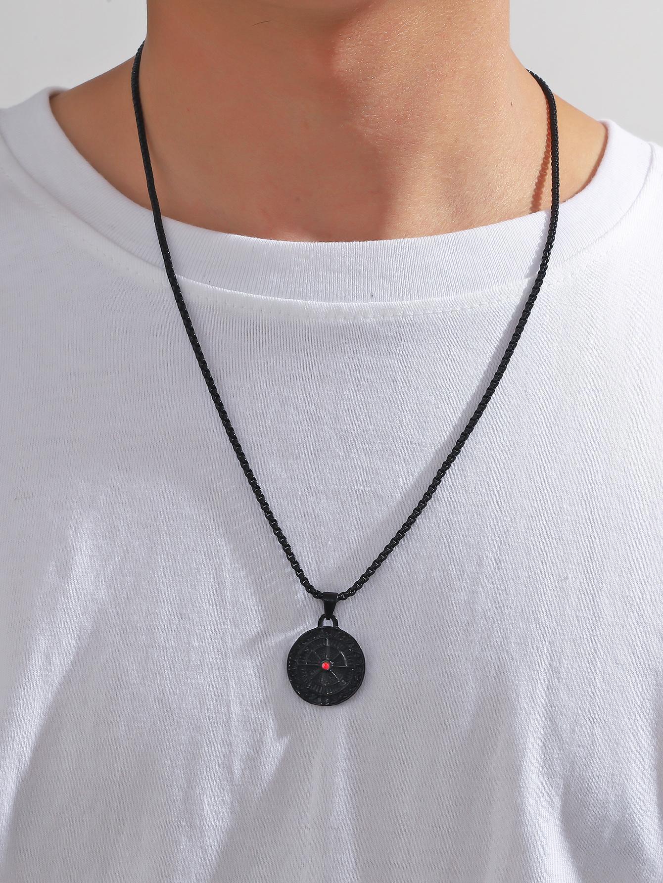 Guided by Adventure: Men's Compass Pendant Necklace - Punk Hip Pop Style