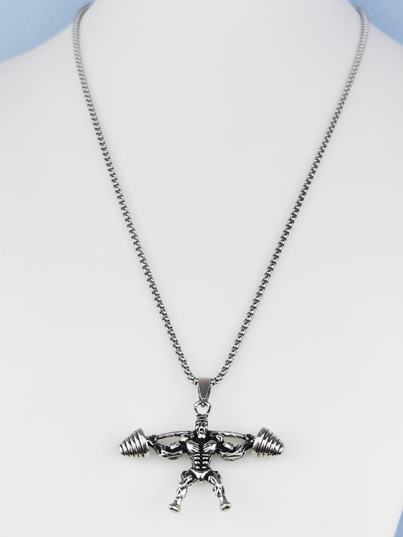 Strength and Style: Men's Fashionable Dumbbell Charm Necklace - Embrace Your Fitness Journey