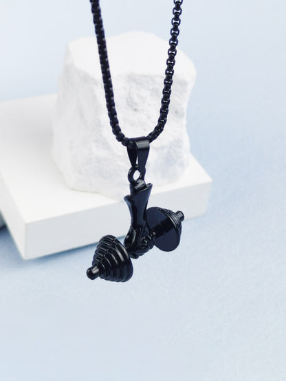 Strength and Style: Men's Fashionable Dumbbell Charm Necklace - Embrace Your Fitness Journey