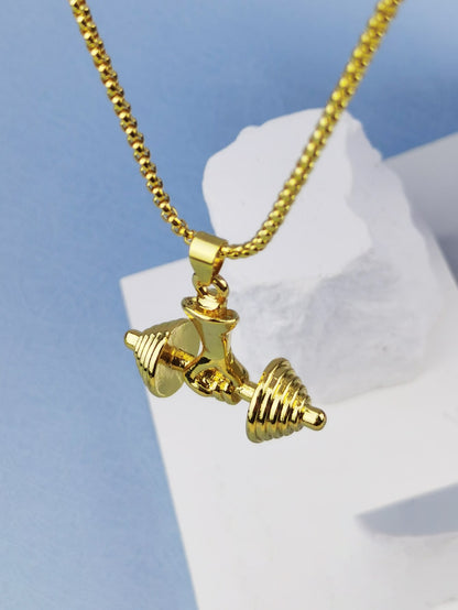 Strength and Style: Men's Fashionable Dumbbell Charm Necklace - Embrace Your Fitness Journey